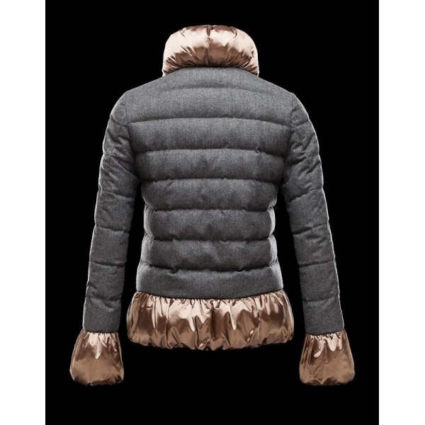 Moncler Donna Giù cappotto Bubble Decorazione Grigio Presa M1145